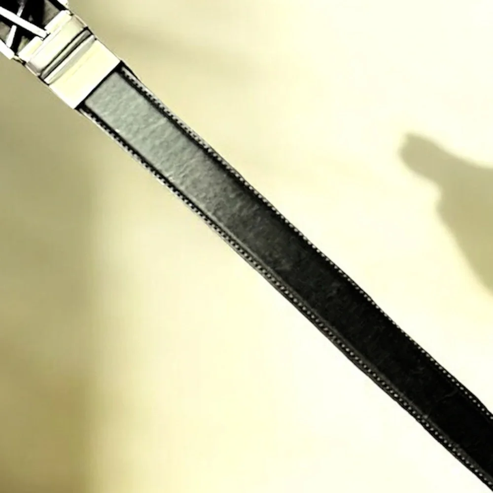 Black faux Leather Belt with Silver Buckle 46/48